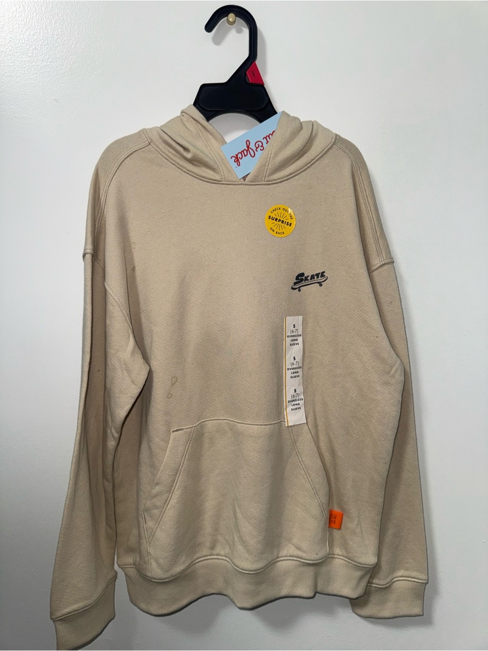 Cat & Jack Beige Crewneck Hoodie with 'Skate' Logo